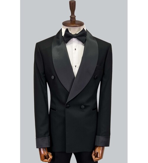 SUIT SARTORIA SİYAH ŞAL YAKA KRUVAZE DAMATLIK 5642