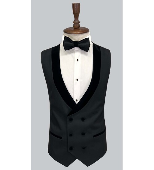 SUIT SARTORIA REMOVABLE LAPEL BLACK TUXEDO 5538