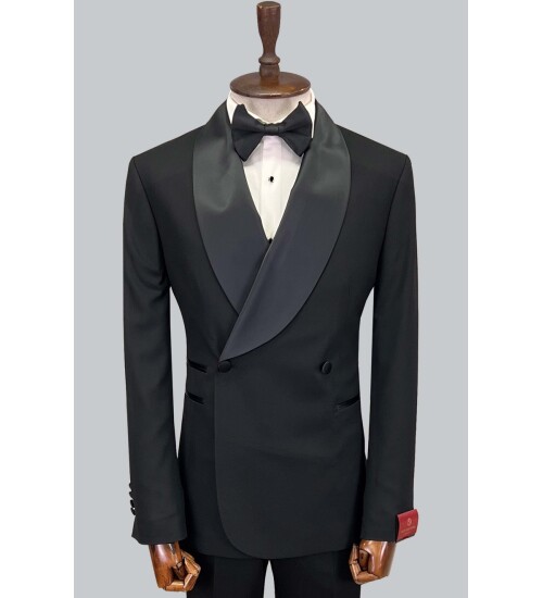 SUIT SARTORIA SİYAH ŞAL YAKA DAMATLIK 5453