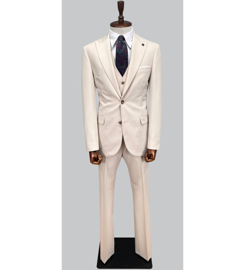 SUIT SARTORIA BEJ YELEKLİ TAKIM ELBİSE 2956