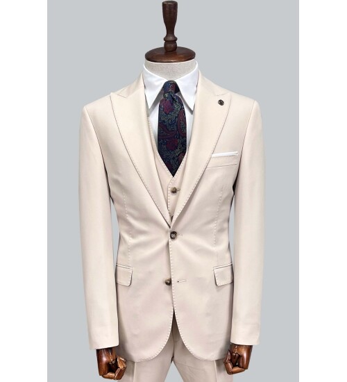 SUIT SARTORIA BEJ YELEKLİ TAKIM ELBİSE 2956