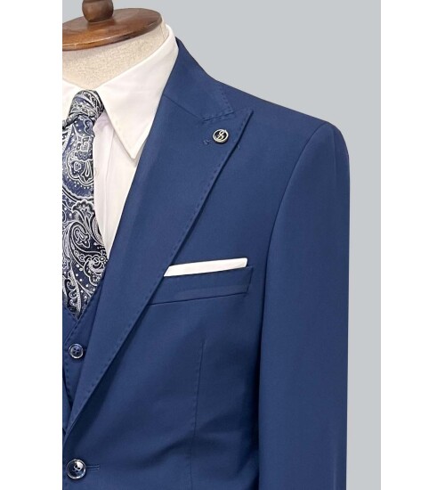 SUIT SARTORIA SAKS MAVİSİ YELEKLİ TAKIM ELBİSE 2956