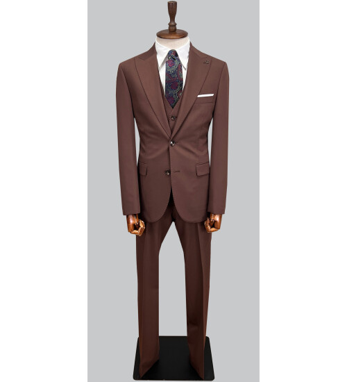 SUIT SARTORIA KAHVERENGİ YELEKLİ TAKIM ELBİSE 2956