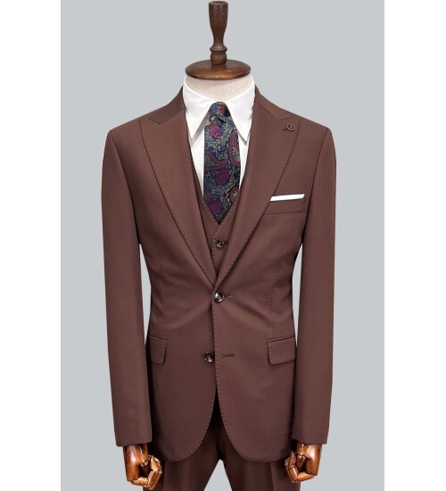 SUIT SARTORIA KAHVERENGİ YELEKLİ TAKIM ELBİSE 2956