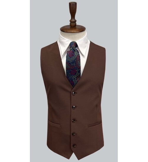 SUIT SARTORIA KAHVERENGİ YELEKLİ TAKIM ELBİSE 2956