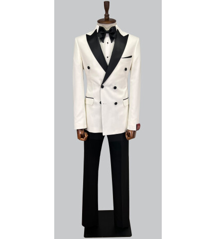 SUIT SARTORIA BEYAZ SİVRİ YAKA DAMATLIK 5654