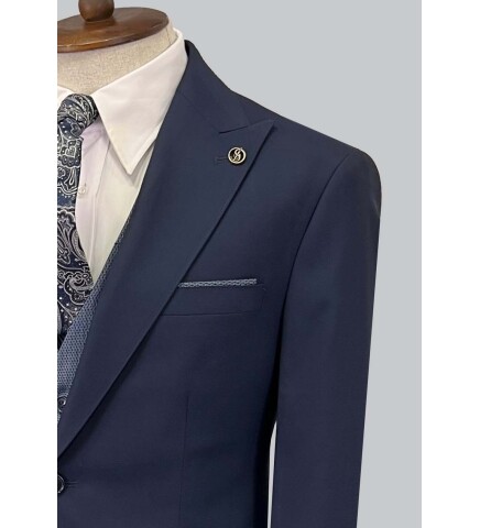SUIT SARTORIA NAVY BLUE SUIT WITH DOUBLE FACED VEST 2917