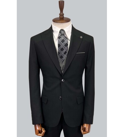 SUIT SARTORIA BLACK SUIT WITH DOUBLE FACED VEST 2917