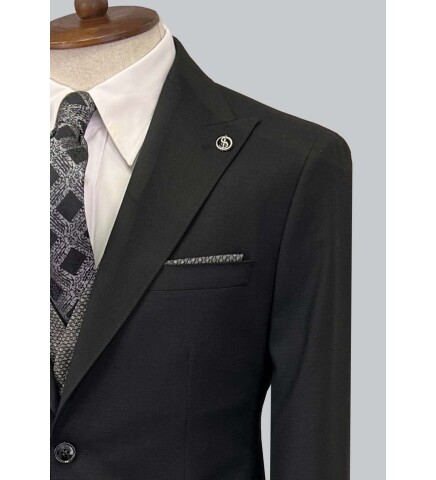 SUIT SARTORIA BLACK SUIT WITH DOUBLE FACED VEST 2917