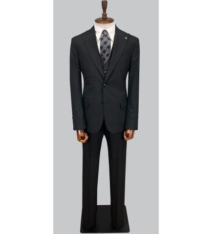 SUIT SARTORIA BLACK SUIT WITH DOUBLE FACED VEST 2917