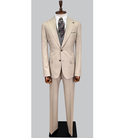 SUIT SARTORIA BEIGE  SUIT WITH DOUBLE FACED VEST 2916
