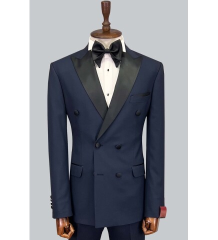 SUIT SARTORIA LACİVERT SİVRİ YAKA KRUVAZE DAMATLIK 5652