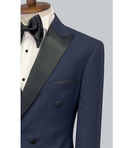 SUIT SARTORIA LACİVERT SİVRİ YAKA KRUVAZE DAMATLIK 5652
