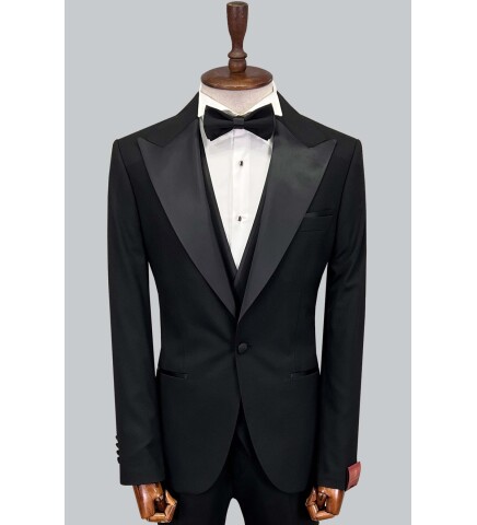 SUIT SARTORIA SİYAH SİVRİ YAKA DAMATLIK 5649