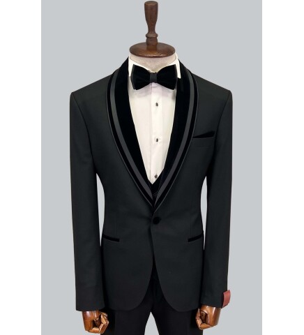 SUIT SARTORIA SİYAH ŞAL YAKA DAMATLIK 5644