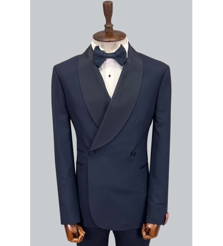 SUIT SARTORIA LACİVERT ŞAL YAKA DAMATLIK 5453