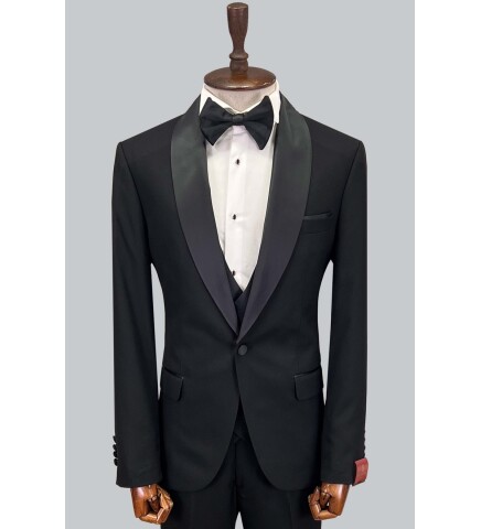 SUIT SARTORIA SİYAH ŞAL YAKA DAMATLIK 5629