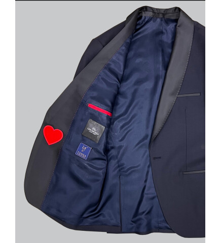 SUIT SARTORIA ŞAL YAKA LACİVERT YÜNLÜ DAMATLIK 5625