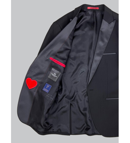 SUIT SARTORIA SİVRİ YAKA SİYAH YÜNLÜ DAMATLIK 5624