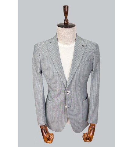 SUIT SARTORIA NAVY BLUE LINEN JACKET 4455
