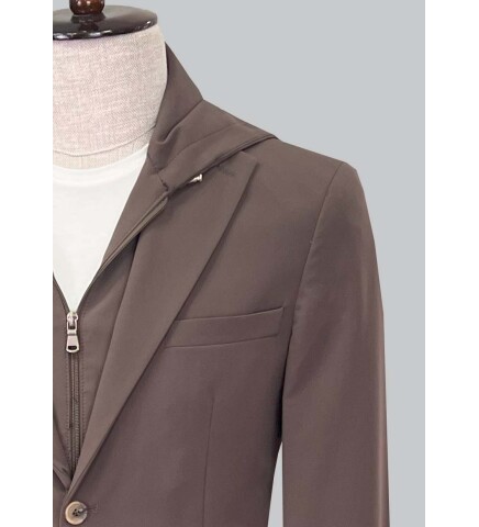 SUIT SARTORIA HOODED LAPEL BROWN PERFORMANCE SUIT 2630