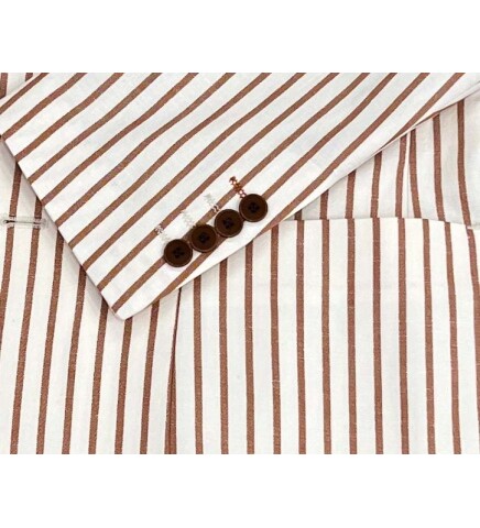 SUIT SARTORIA BROWN STRIPED LINEN JACKET 4351