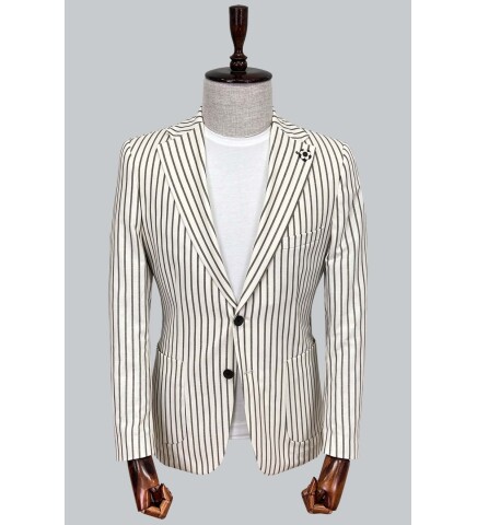 SUIT SARTORIA GREEN STRIPED LINEN JACKET 4351