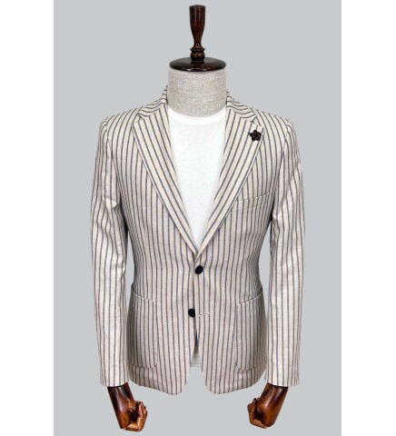 SUIT SARTORIA BLUE STRIPED LINEN JACKET 4351