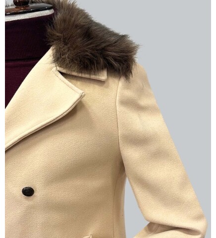 SUIT SARTORIA REMOVABLE COLLAR BEIGE COAT 8090