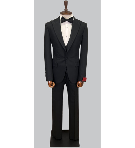 SUIT SARTORIA SİYAH ÇIKMA SİVRİ YAKA DAMATLIK 5641
