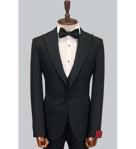SUIT SARTORIA SİYAH ÇIKMA SİVRİ YAKA DAMATLIK 5641