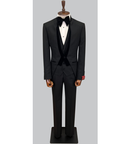 SUIT SARTORIA SİYAH HAKİM YAKA DAMATLIK 5452